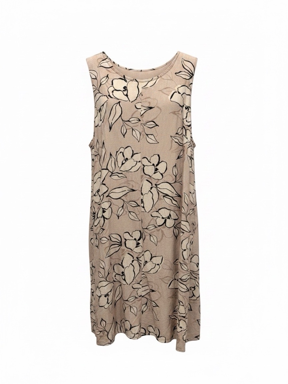 J Jill Floral Linen Blend Swing Dress Size L EUC